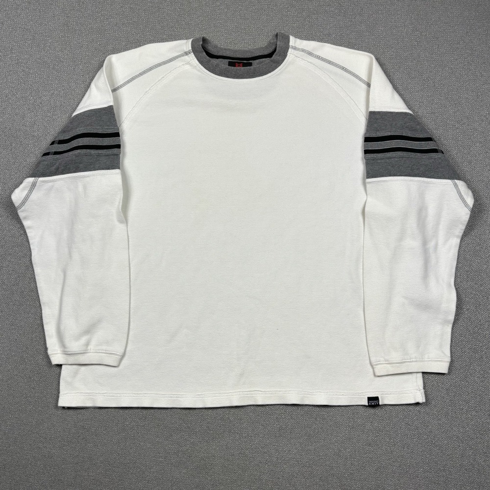 Emergency Exit Long Sleeve Crewneck Sweater Mens XL Beige Y2K Hipster